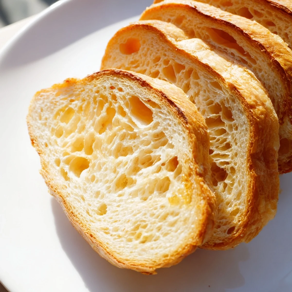 Golden homemade croissant bread loaf with flaky layers and glossy egg wash finish