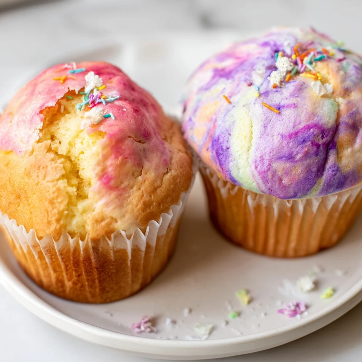 Fluffy Steamed Blooming Cupcakes swirled with pastel colors fresh from the steamer basket