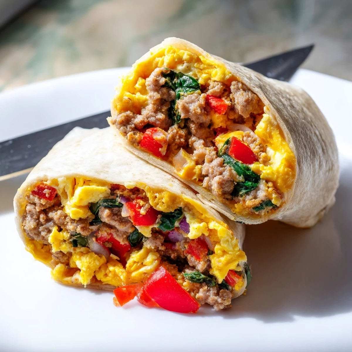 Crispy baked freezer breakfast burritos plated with salsa for an easy morning meal