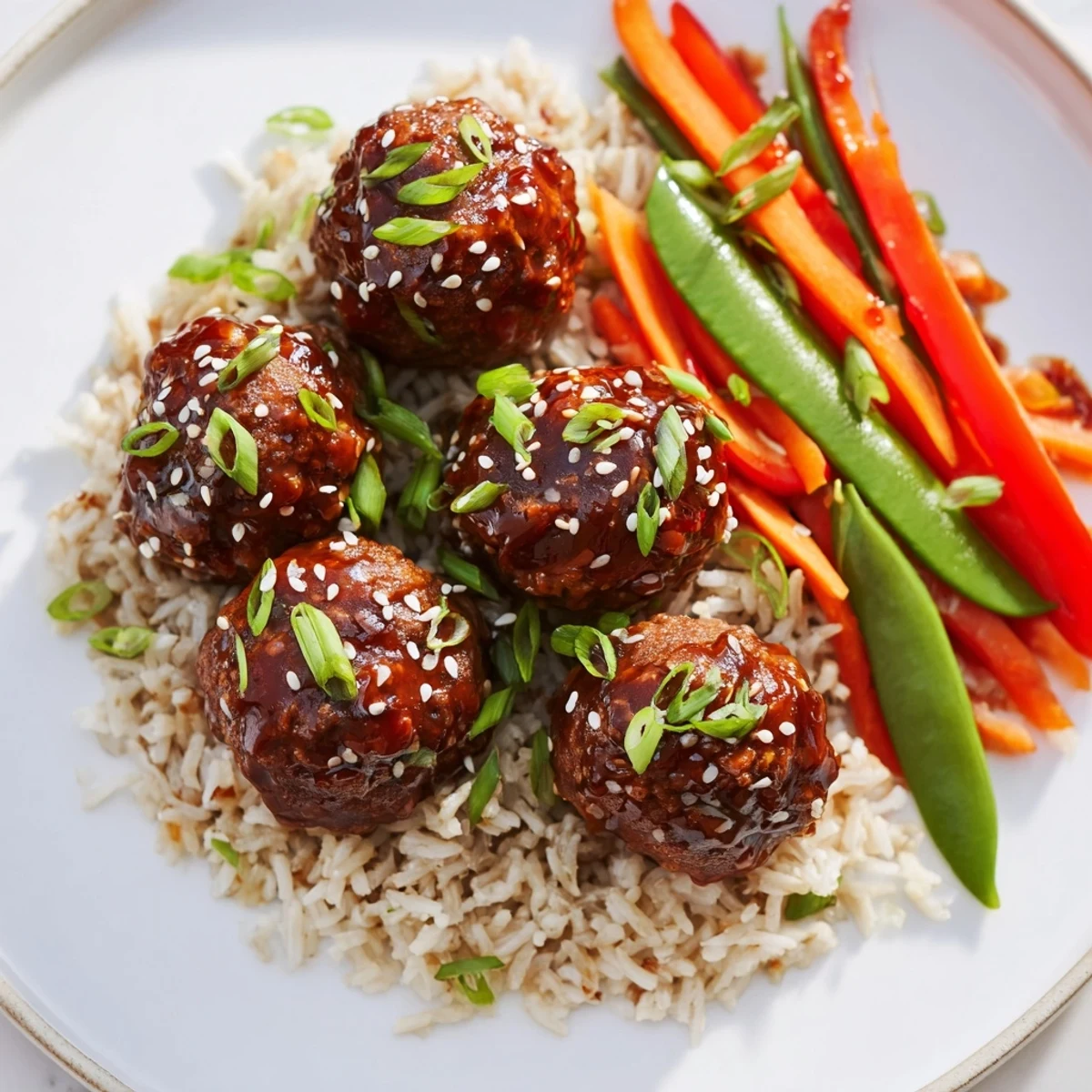 Oven-baked Hello Fresh Firecracker Meatballs tossed with sticky honey sriracha glaze.