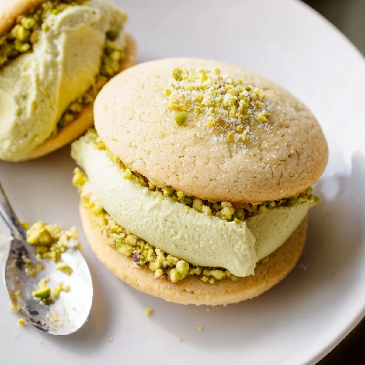 Tea-ready Pistachio Cream Cookies Recipe, tender golden rounds with silky pistachio filling