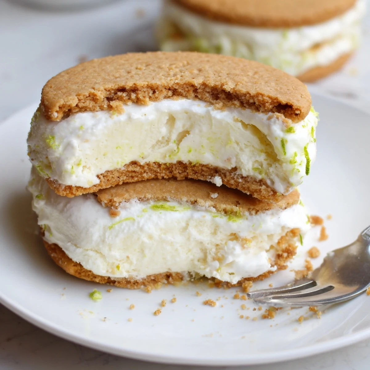 Key Lime Pie Ice Cream Sandwiches with zesty cream and crisp graham cookies  