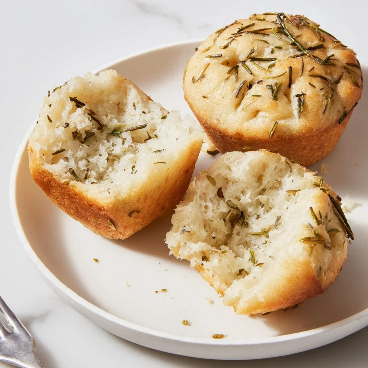 Garlic Rosemary Focaccia Muffins tender and golden, brushed with olive oil