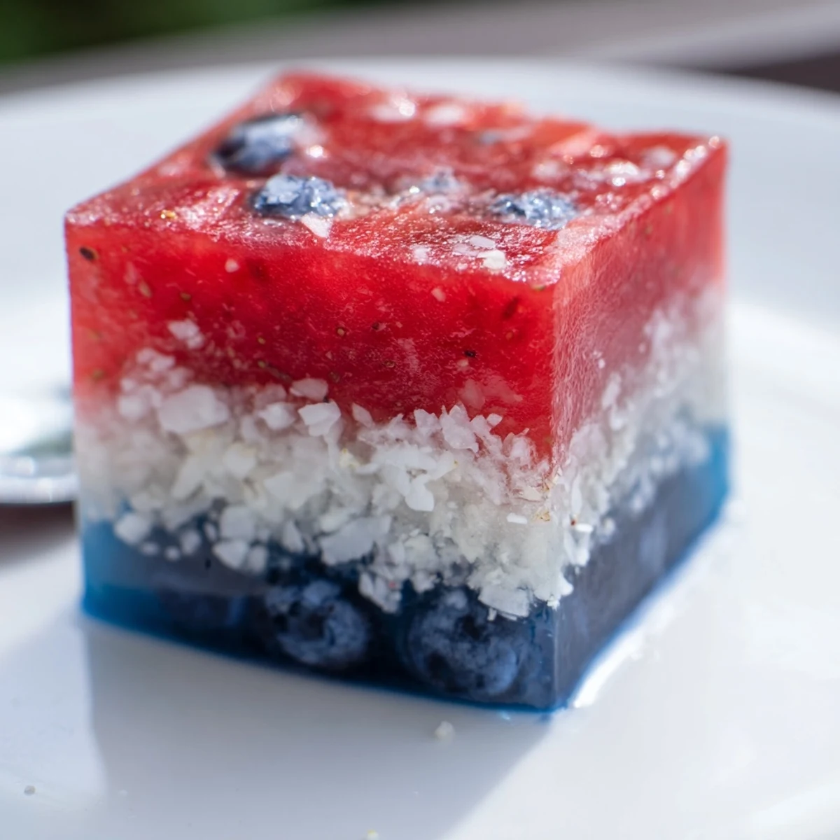 Red White And Blue Ice Cubes Recipe layered with berries and coconut, party-ready.