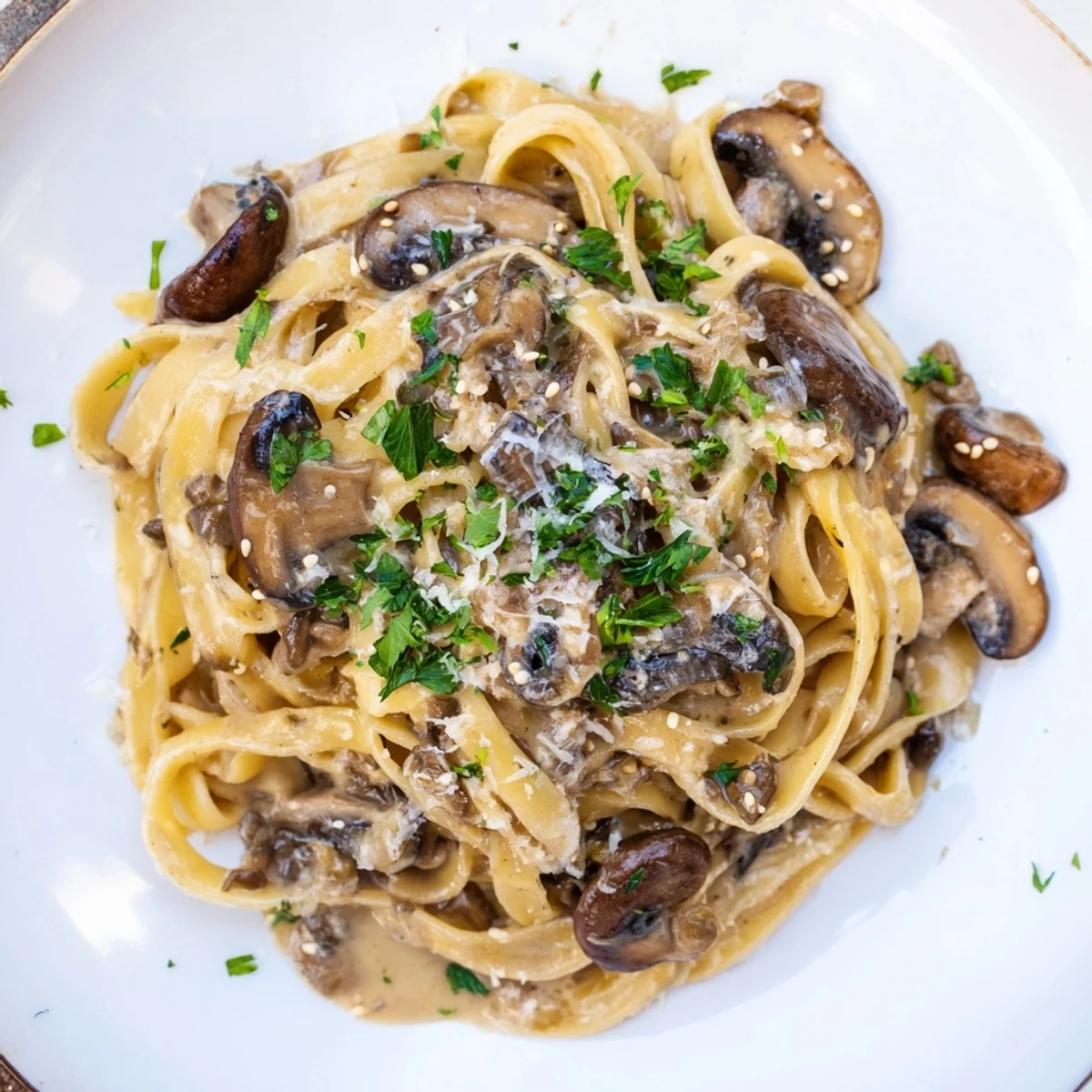Golden brown mushrooms coated in silky miso cream sauce twirled around al dente spaghetti pasta