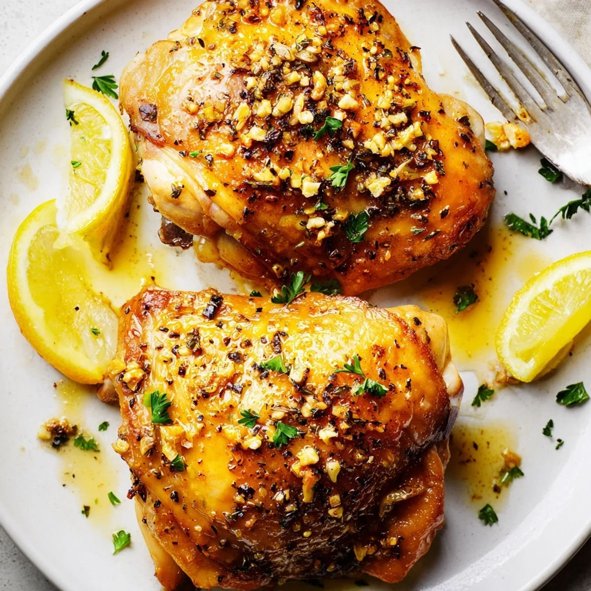 Sheet-pan Lemon Pepper Chicken Thighs finished with parsley, perfect with roasted potatoes