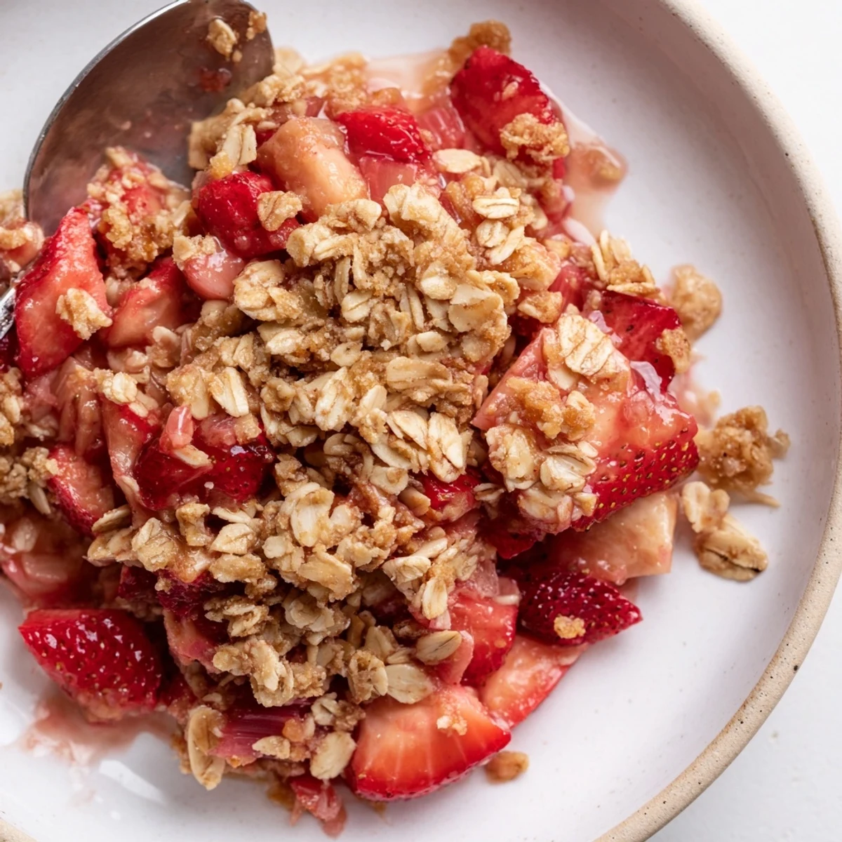Served with melting vanilla ice cream, Strawberry Rhubarb Crisp Recipe  