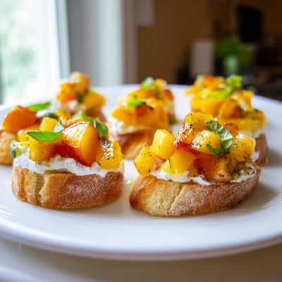 Sun Kissed Peach Bruschetta